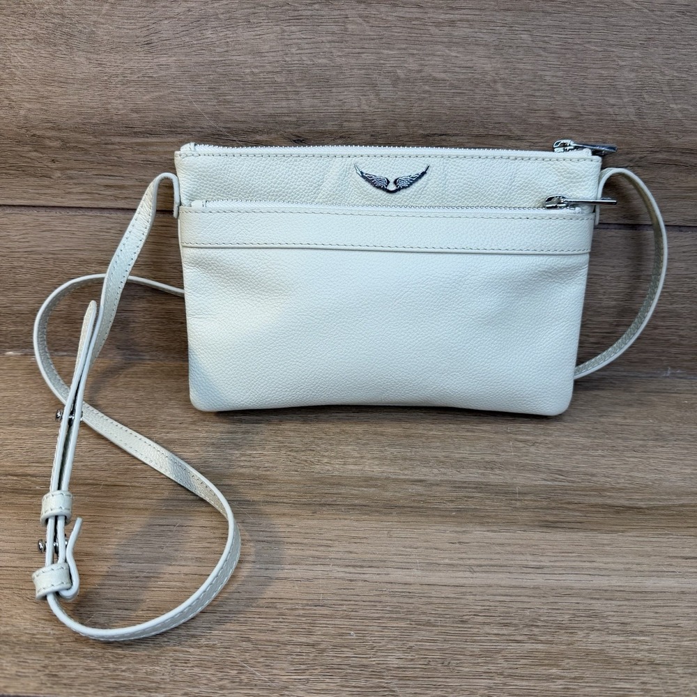 ZADIG &‎ VOLTAIRE Stella Wings Leather Women's Crossbody Pouch Flash Ivory